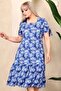 Square Neck Butterfly Pattern Short Sleeve Ruffle Shoulders Above Knee Midi Length Washable Stretchy Dress - 4