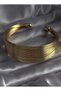 Steel Gold Adjustable Ajda Handcuff Bracelet - 3