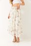 Women's Cream Elastic Waist Floral Embroidered Tulle Detailed Lined Flared Skirt 60283032 - 4