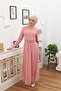 Women's Dipmoda Polka Dot Hijab Dress - Rose Belted Design