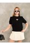 Crew Neck Heart Embroidered Stylish Knitwear Women's T-Shirt