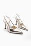 Women's Pointed Toe Thin Heel Wefted Evening Dress Classic Heeled Shoes Reney Gold