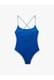 Color Contrast Cross Thin Strap Swimsuit - 2