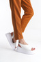 High Wedge Sole Closed Side Single Stripe Summer Women's Sandals Shoes - 2