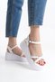 High Padded Sole Cross Stone Striped Summer Women's Sandals Shoes
