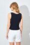 Women's Black Boat Neck Gathered Sandy Blouse - 6