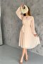 Dipmoda Women Beige Midi Length Lining Chiffon Dress Dpkklf2027