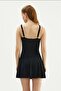 Felicity Women's Black Draped Slimming Slimming Effect Adjustable Strap Dress Skirt Swimsuit - 3