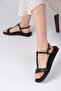 Lydia Black Color Women's Flat Sandals - 5