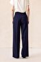 High Waist Wide Leg Palazzo Trousers Dark Blue 7577 - 6