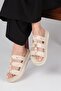 Daniela Beige Color Metal Buckle Women's Slippers - 5