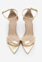 Women's Pointed Toe Strappy Ankle Strap Classic Heeled Sandals Vilena Gold - 6