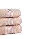 Venus 3-Piece Towel Set 100% Organic Cotton Stripe Bordered Powder - 2