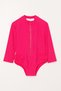 Uv Protection Long Sleeveromper Baby Girl Swimmer Swimwear 5110 Fuchsia - 2