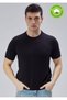 Men's Black 100% Cotton Crew Neck Short Sleeve Knitwear Sweater Trist-7106