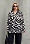 Zebra Patterned Loose Shirt Black-Stone 9320 - 2