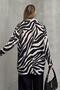 Zebra Patterned Loose Shirt Black-Stone 9320 - 8
