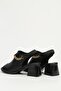 Black Leather Women's Heeled Shoes Pc-54632 - 3