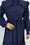 Baby Collar Buttoned Dress Navy Blue 2274 - 3