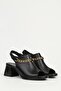 Black Leather Women's Heeled Shoes Pc-54632 - 2