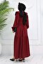 Baby Collar Buttoned Dress Burgundy 2274 - 5
