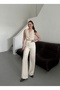 Ecru 100% Linen Palazzo Trousers - 3455 - 6