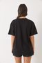 Women's Black Crew Neck Short Sleeve Beaded Stone Printed Loose T-Shirt 60283037 - 8
