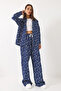 Women's Indigo Palazzo Trousers Vintage Slim Denim Top and Bottom Set 60475 60283042 - 5