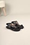 Carina Round Stone Sandals with Elastic Back Black - 7