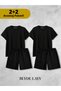 Unisex 2-Piece Plain Unprinted Lover's Combination (2 Shorts - 2 T-Shirt Set Advantage Package)