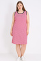 Women's Striped 100% Cotton Relaxed Dress with Piping Detail