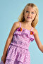 Strappy Ruffled Tasseled Floral Patterned Summer Girl's Blouse - 2