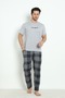 Men's Crew Neck Short Sleeve Pocket Summer Pajama Set 100% Cotton