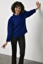 Sequin Zippered Knitwear Cardigan - Cobalt Blue - 3