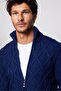 Men's Slim Fit Patterned Stand Collar Zippered Sax Blue Cardigan - 2