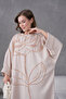 Women's Front Sequin Embroidered Loose Fit Long Linen Dress - 3