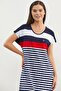 Crew Neck Midi Length Marine Dress - Navy - 2