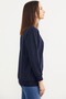 Printed Oversize Basic Sweatshirt - Navy Blue - 4