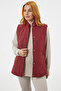Regular Fit Quilted Snap Vest - Claret Red