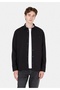 Regular Fit Shirt Neck Plain Men's Black Long Sleeve Shirt