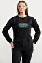 Printed Oversize Basic Sweatshirt - Black - 3