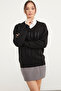 V-Neck Motif Knitwear Sweater - Black