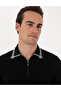 Black Slim Fit 100% Cotton Zippered Polo Collar T-Shirt 50302607-Vr046 - 2