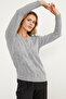 V-Neck Motif Knitwear Sweater - Gray - 2