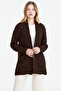 Women's Hair Knitted Wool Knitwear Jacket - Brown