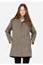 Regular Fit Hooded Zippered Lined Water Resistant Women's Green Coat