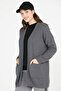 Long Knitwear Cardigan with Pockets - Dark Gray