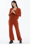 Brick Colored Triple Cropped Knitwear Set - 3