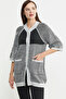 Short Sleeve Snap Fastener Long Wool Knitwear Cardigan - Gray - 3