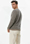 Men's Crew Neck Patterned Knitwear Sweater - Milky Brown - 5